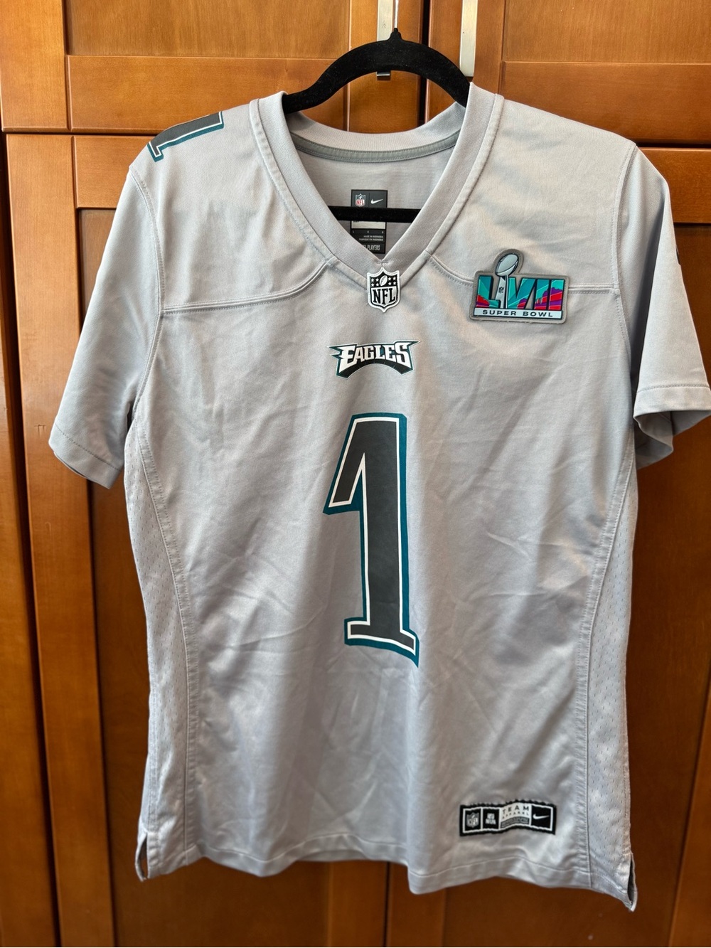 NFL Philadelphia Eagles Light Gray Jersey with Teal Accents #1